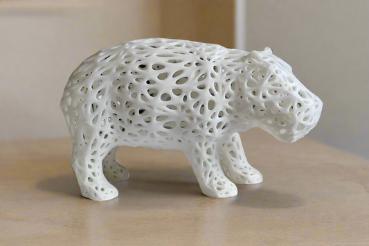 Geometric White Hippo Statue: Stylish Home Accent