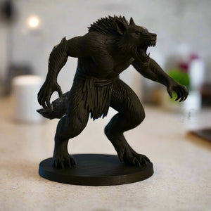 Black Werewolf Figurine: Mythical Creature Decor