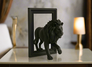 Lion Frame Sculpture - Black Wall Art Showpiece with Bold Artistic Design