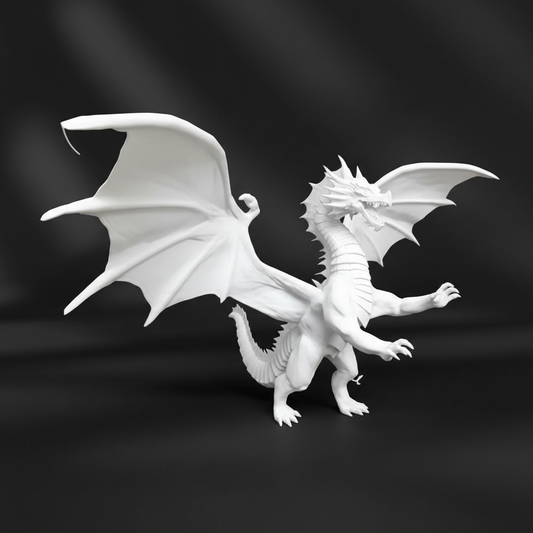 Majestic Dragon - Pure White PLA on Dark Background