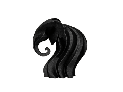 Modern Abstract Elephant Sculpture, Black Decorative Figurine, Wave Design - Celestial Crafts