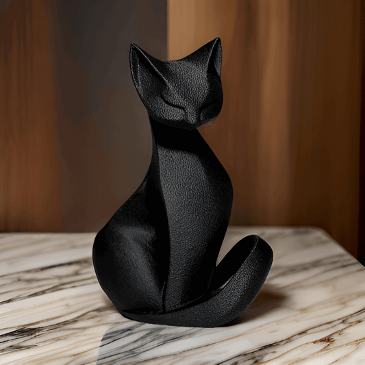 Modern Black Cat Figurine, Decorative Statue, Home Decor Sculpture - Celestial Crafts