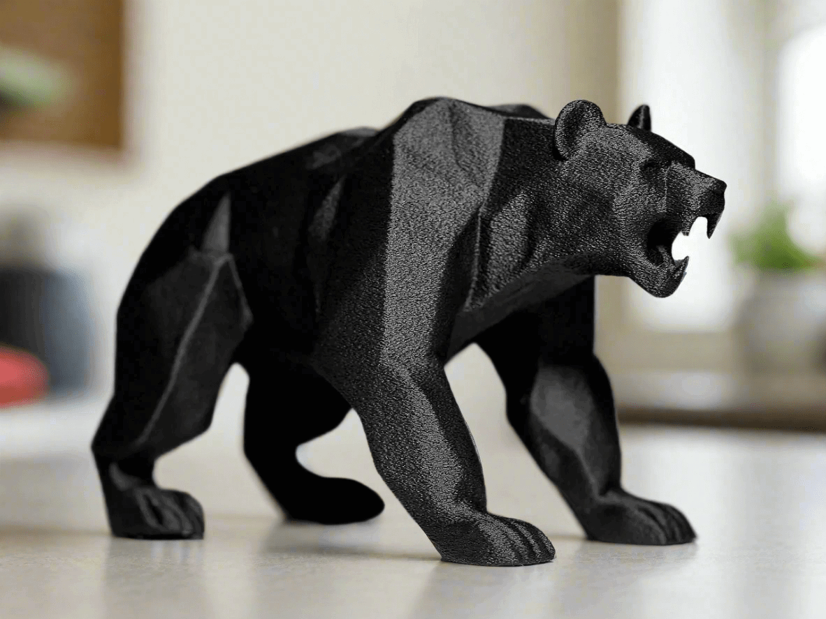 Modern Geometric Bear Sculpture, Matte Black Decorative Figurine, Contemporary Home Decor - Celestial Crafts