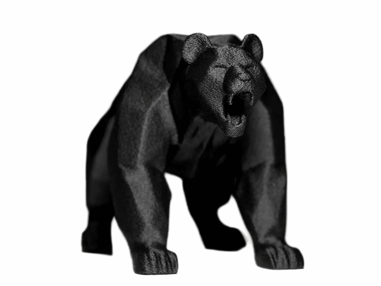 Modern Geometric Bear Sculpture, Matte Black Decorative Figurine, Contemporary Home Decor - Celestial Crafts