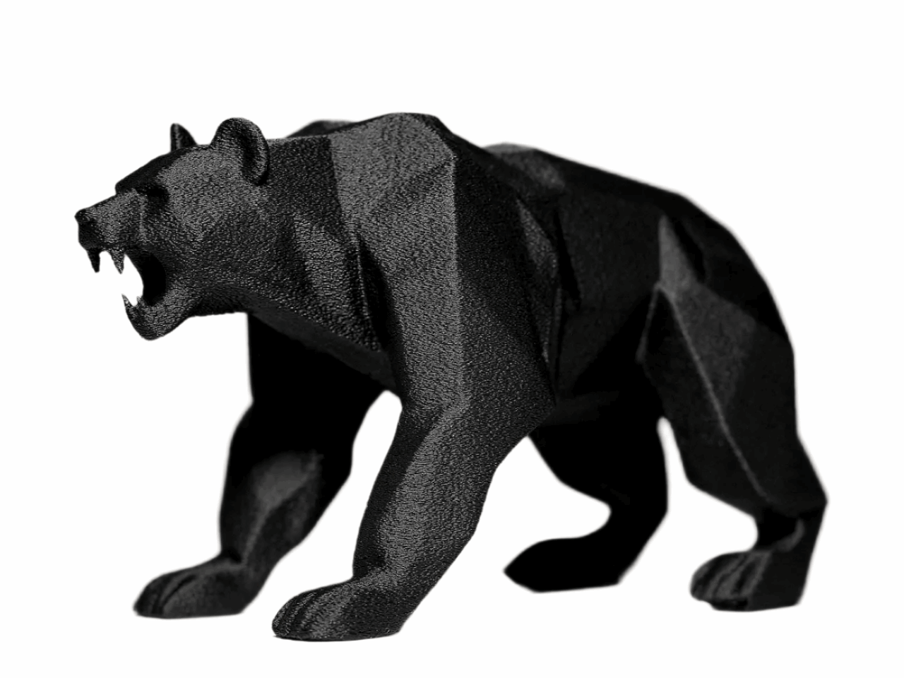 Modern Geometric Bear Sculpture, Matte Black Decorative Figurine, Contemporary Home Decor - Celestial Crafts