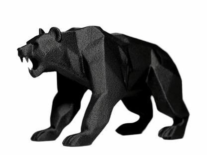 Modern Geometric Bear Sculpture, Matte Black Decorative Figurine, Contemporary Home Decor - Celestial Crafts