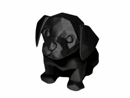 Modern Geometric Black Dog Figurine, Decorative Puppy Statue, Home Decor Sculpture - Celestial Crafts
