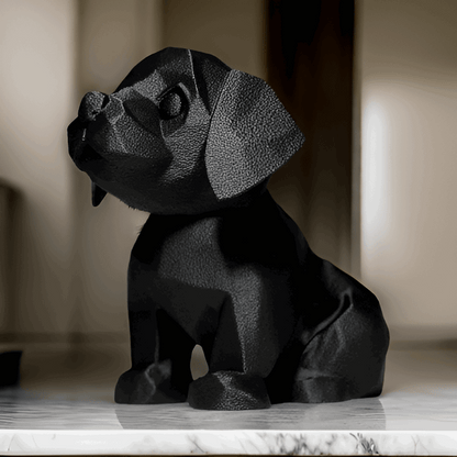 Modern Geometric Black Dog Figurine, Decorative Puppy Statue, Home Decor Sculpture - Celestial Crafts