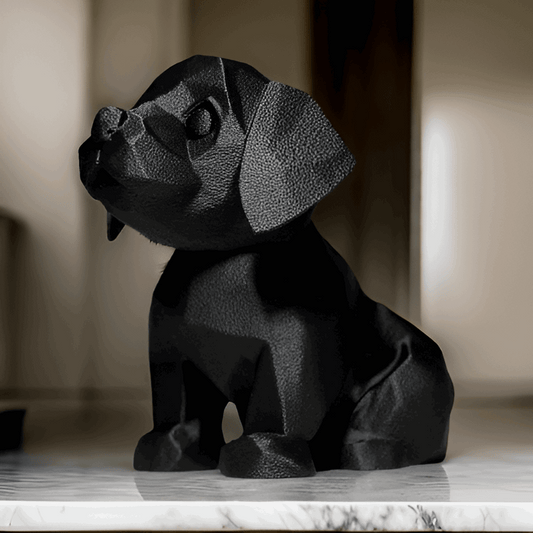 Modern Geometric Black Dog Figurine, Decorative Puppy Statue, Home Decor Sculpture - Celestial Crafts