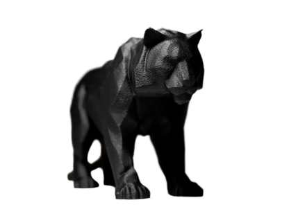 Modern Geometric Black Tiger Decorative Figurine, Contemporary Art Sculpture - Celestial Crafts