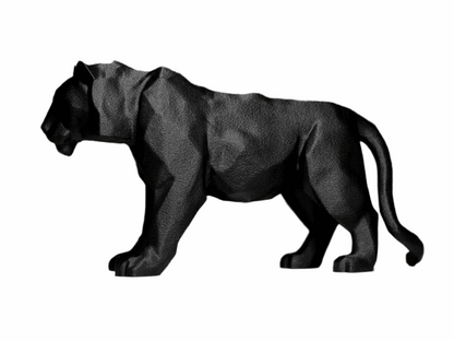 Modern Geometric Black Tiger Decorative Figurine, Contemporary Art Sculpture - Celestial Crafts