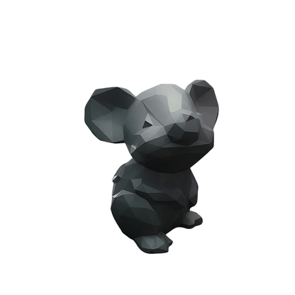 Modern Geometric Mouse Figurine, Low Poly Design, Black - Celestial Crafts