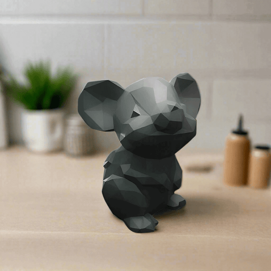 Modern Geometric Mouse Figurine, Low Poly Design, Black - Celestial Crafts