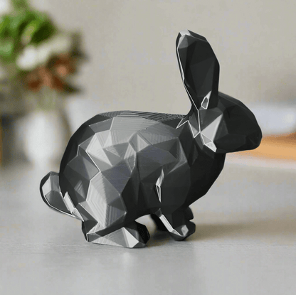 Modern Geometric Rabbit Figurine, Low Poly Design, Black Decorative Statue - Celestial Crafts