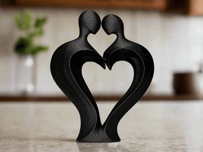 Modern Heart - Shaped Couple Figurine, Black Decorative Sculpture, Romantic Home Decor - Celestial Crafts