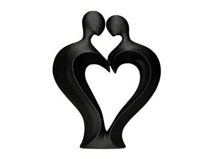Modern Heart - Shaped Couple Figurine, Black Decorative Sculpture, Romantic Home Decor - Celestial Crafts