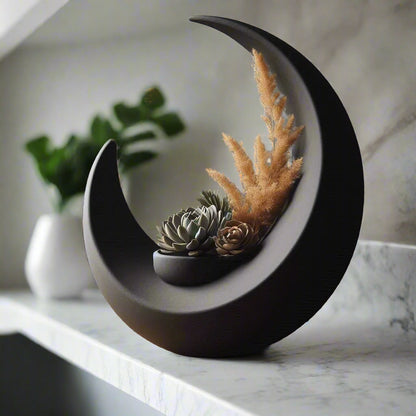 Designer Crescent Decorative Vase – Modern Minimalist Decor - Celestial Crafts