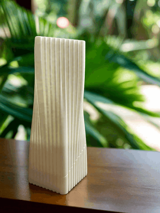 Diagonal Vase with Vertical Striations