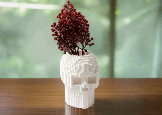 Pixelated Skull Vase