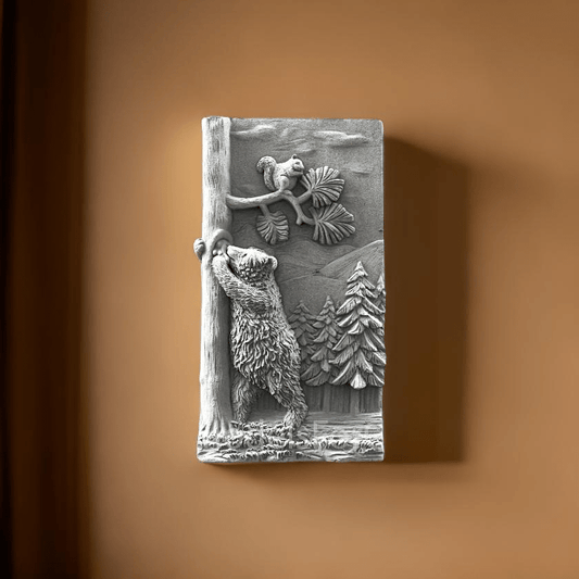 Bear Eating Honey Decorative Piece - Charming Wildlife wall Decor - Celestial Crafts