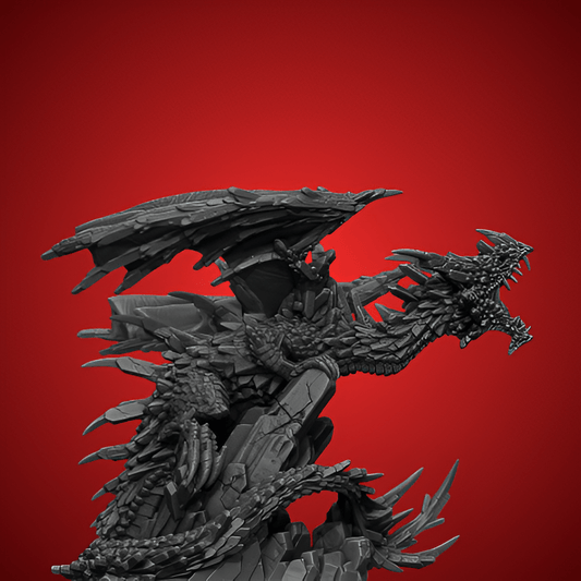 Obsidian Dragon Statue - A Dark and Powerful Fantasy Figure - Celestial Crafts