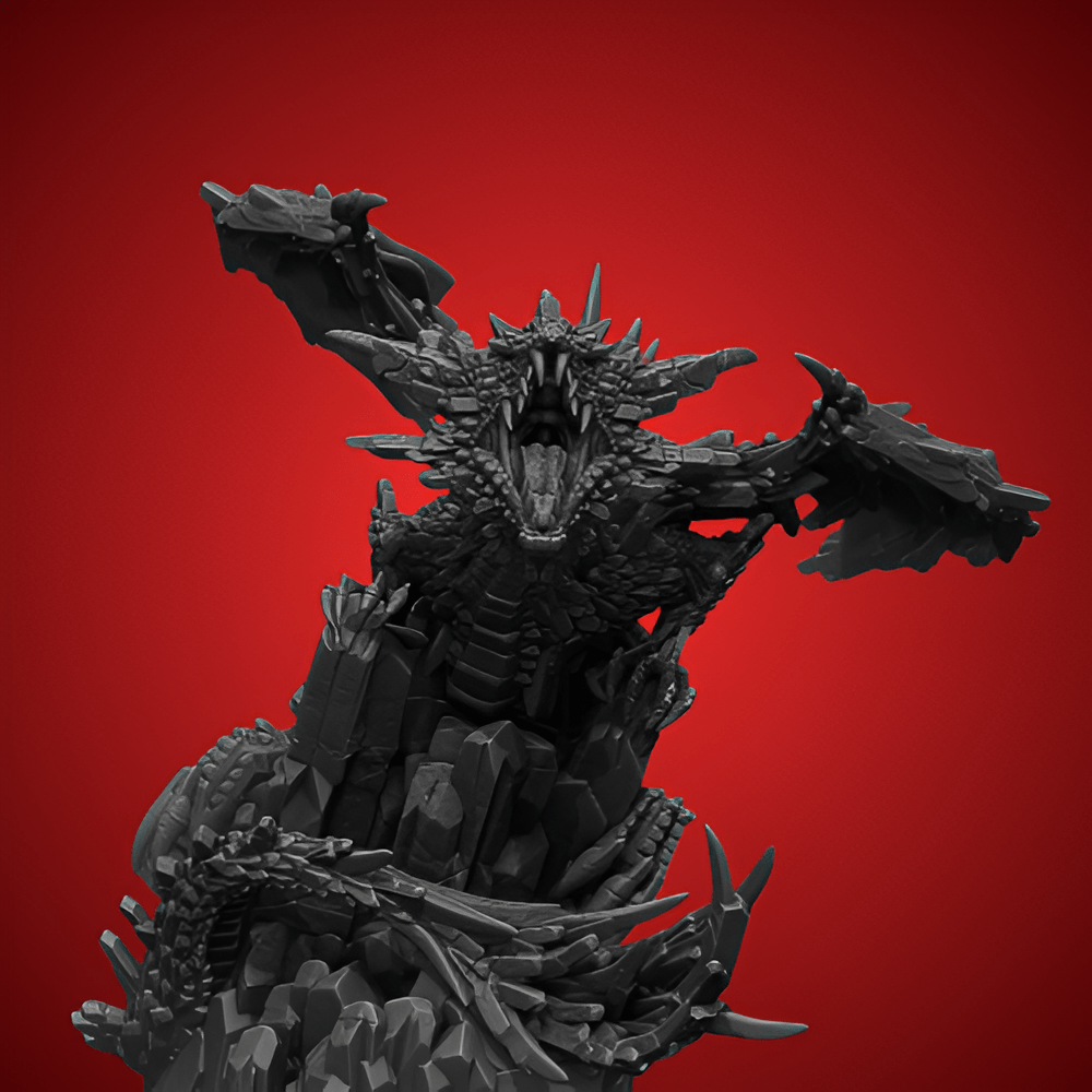 Obsidian Dragon Statue - A Dark and Powerful Fantasy Figure - Celestial Crafts