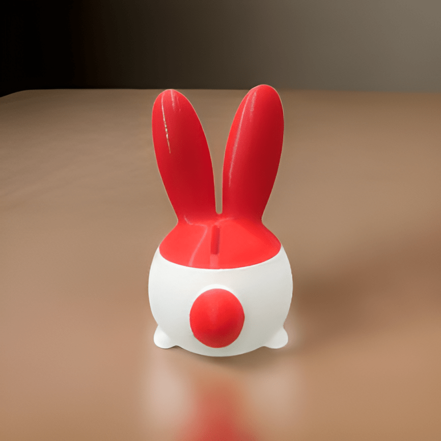 Red & White Bunny Money Bank - Cute & Functional Savings Jar - Celestial Crafts