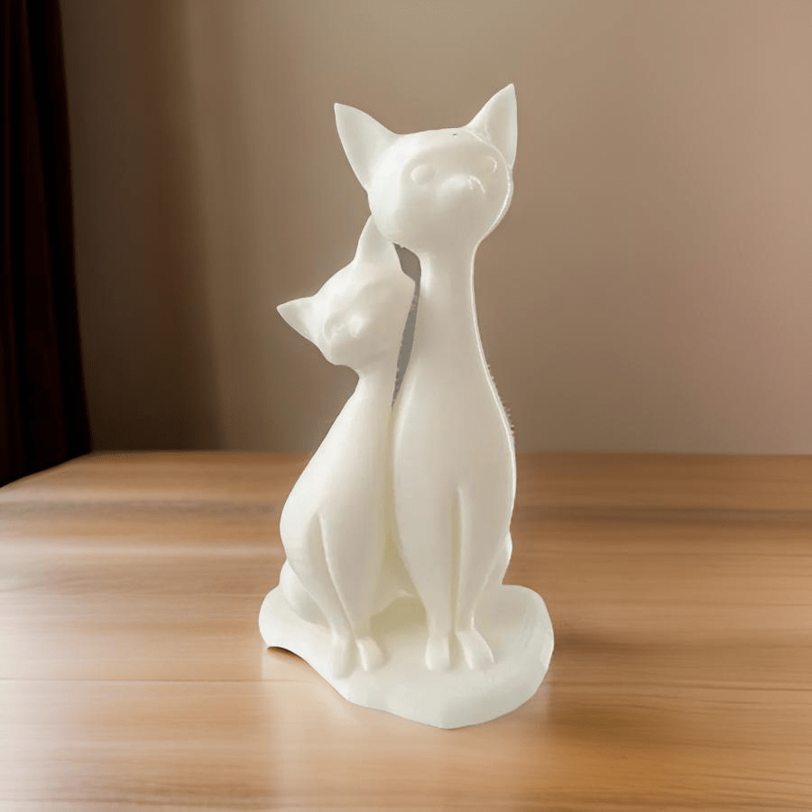 Adorable 3D Printed Cat Duo Figurine - Celestial Crafts