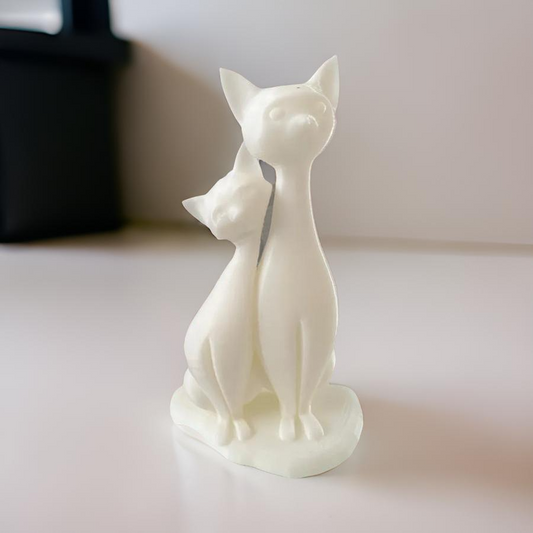 Adorable 3D Printed Cat Duo Figurine - Celestial Crafts