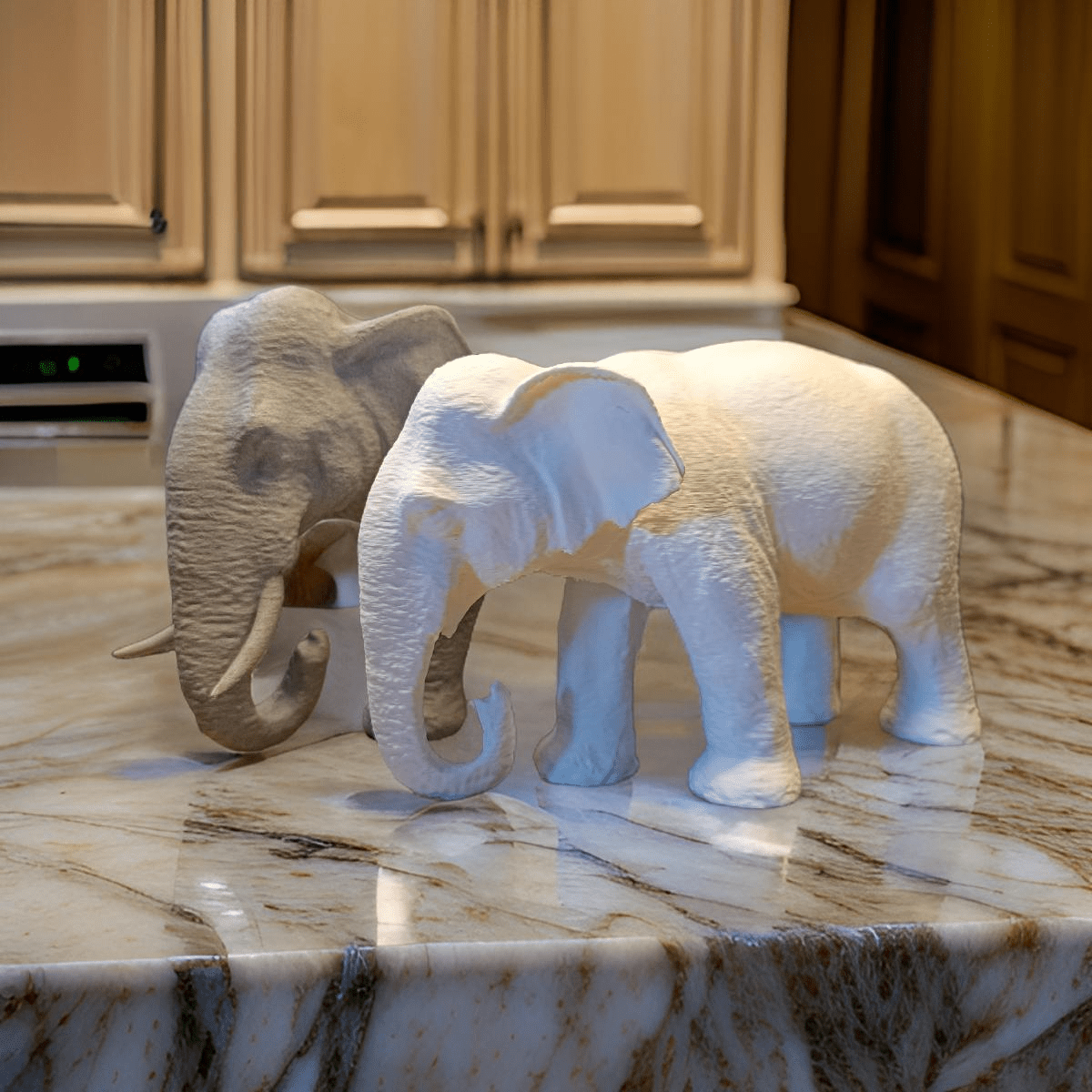 Majestic Elephant Duo: 3D Printed Figurines - Celestial Crafts