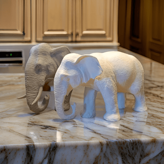 Majestic Elephant Duo: 3D Printed Figurines - Celestial Crafts