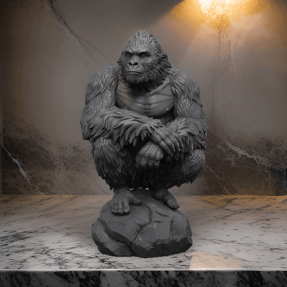 Majestic Gorilla Figurine – Intricately Designed 3D Printed Decor Piece - Celestial Crafts