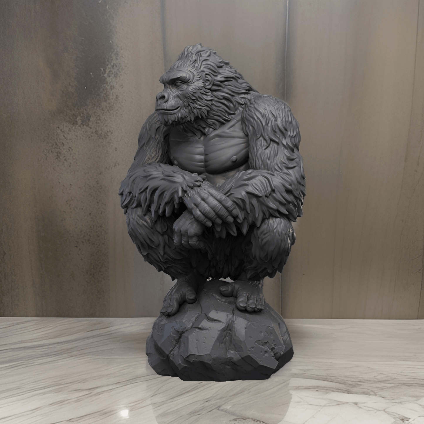 Majestic Gorilla Figurine – Intricately Designed 3D Printed Decor Piece - Celestial Crafts