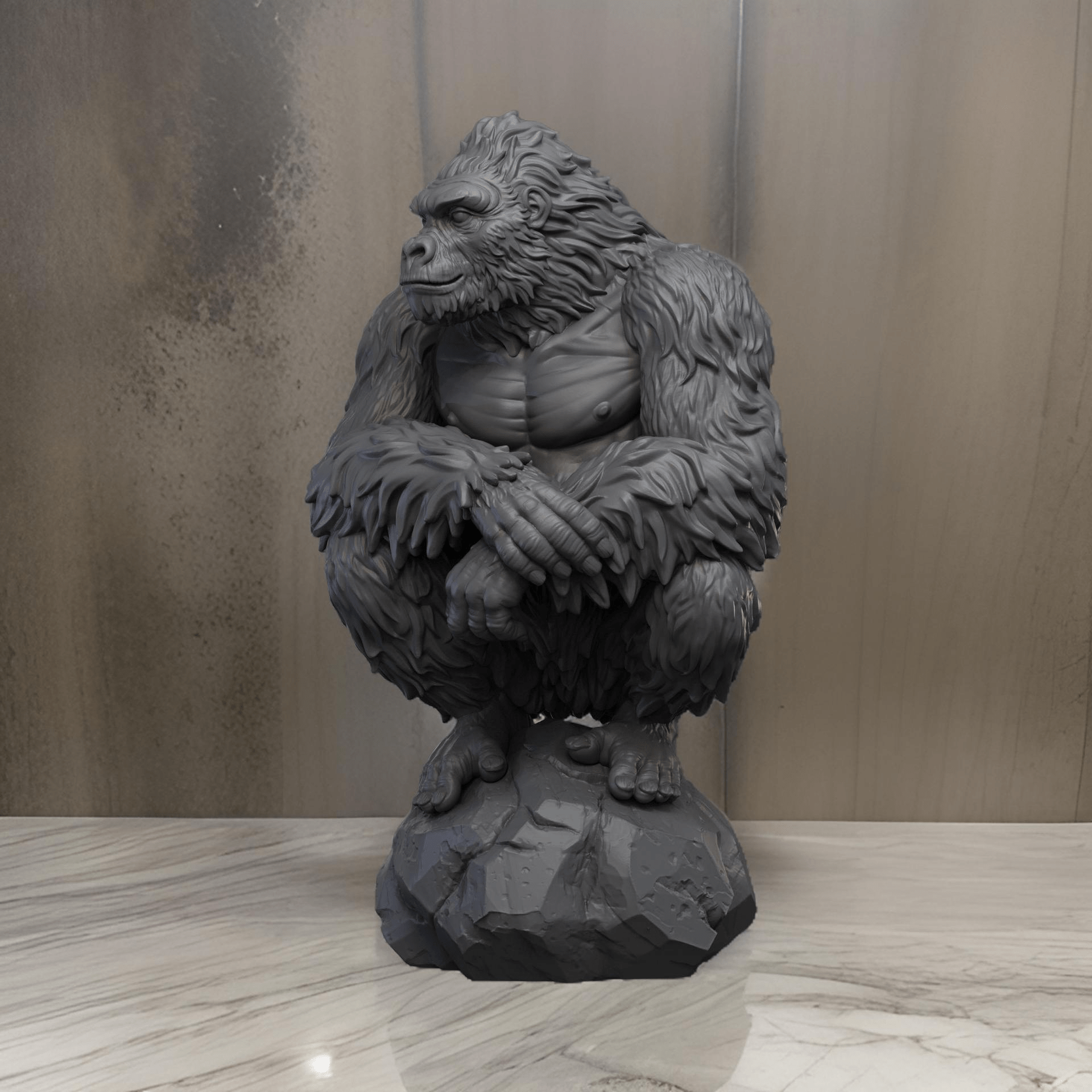 Majestic Gorilla Figurine – Intricately Designed 3D Printed Decor Piece - Celestial Crafts