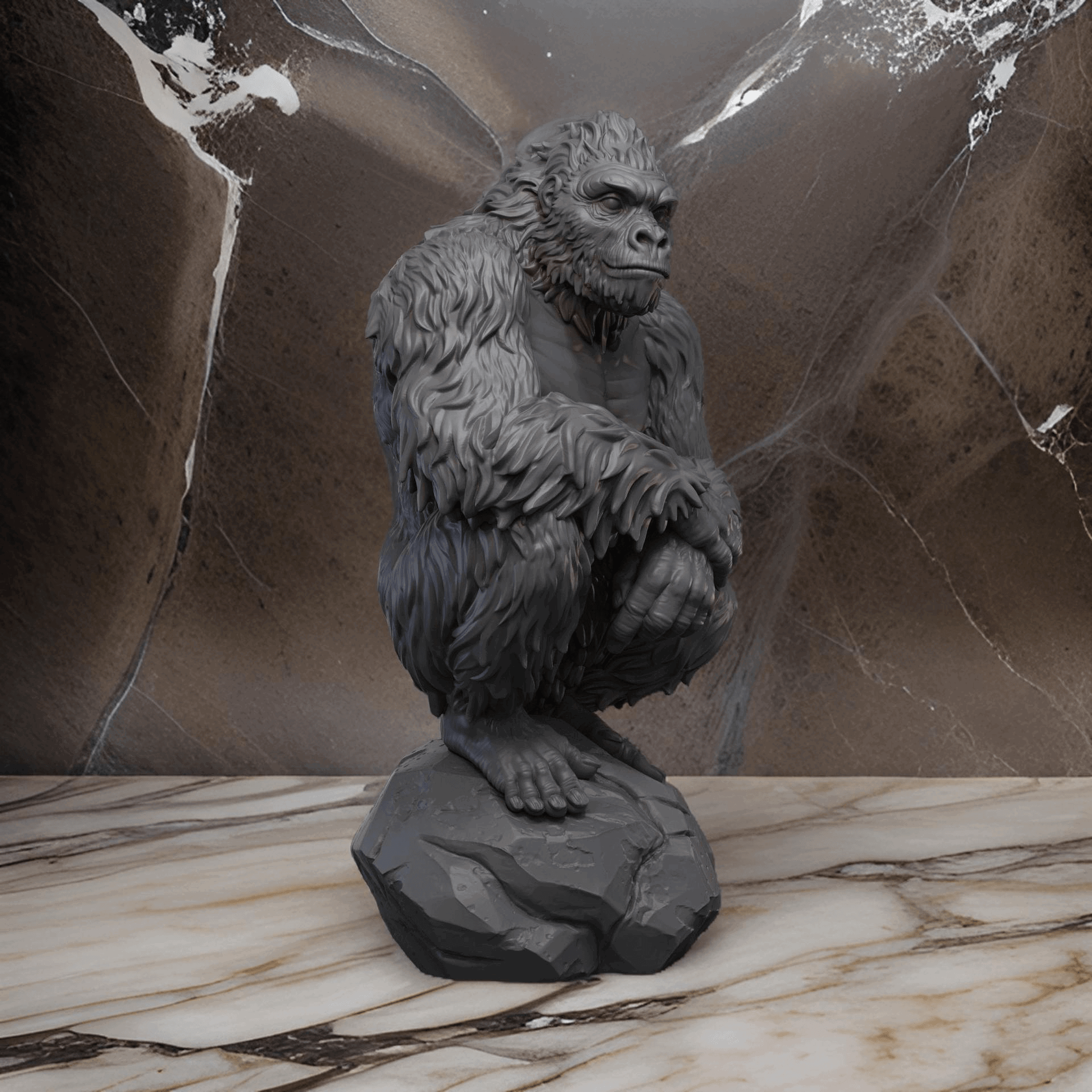 Majestic Gorilla Figurine – Intricately Designed 3D Printed Decor Piece - Celestial Crafts