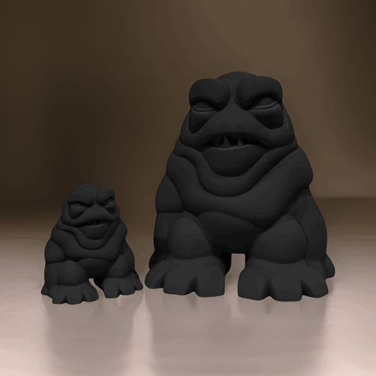 Set of Black Toad Figurines – Playful Cartoon - Inspired Toad Sculptures for Unique Home Decor - Celestial Crafts