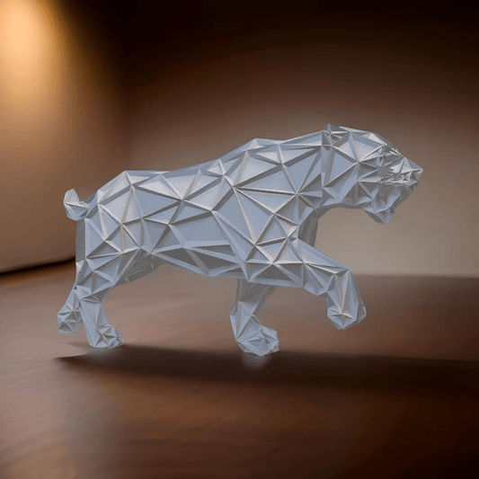Geometric Tiger Figurine: A Modern Masterpiece - Celestial Crafts