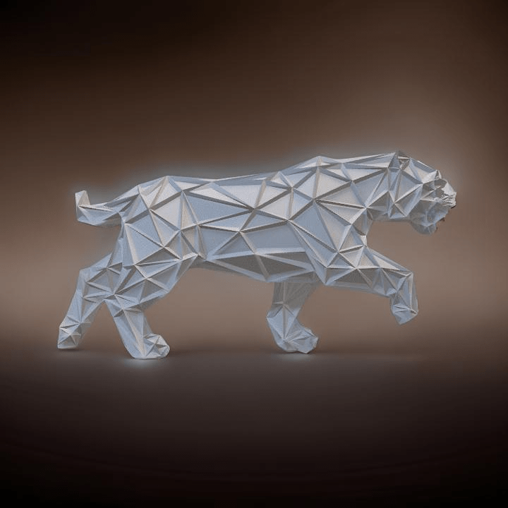 Geometric Tiger Figurine: A Modern Masterpiece - Celestial Crafts