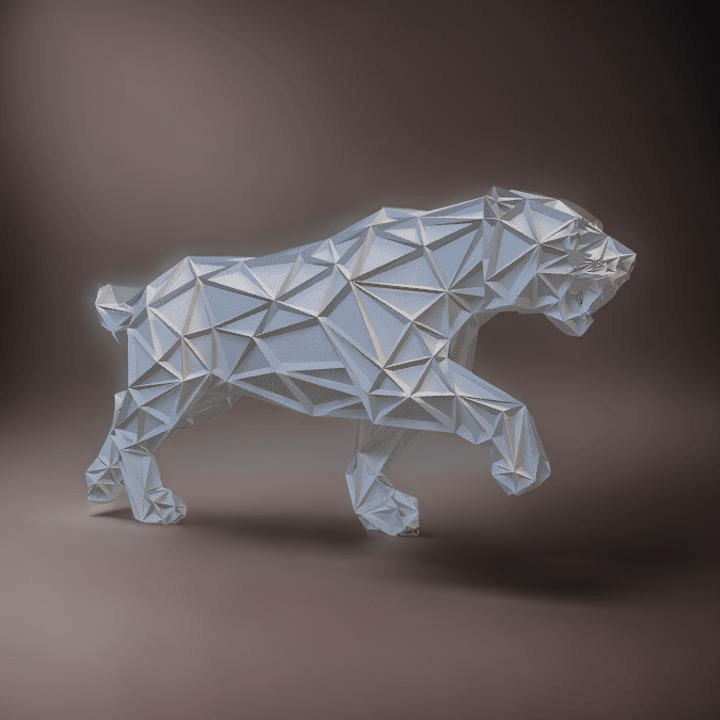 Geometric Tiger Figurine: A Modern Masterpiece - Celestial Crafts