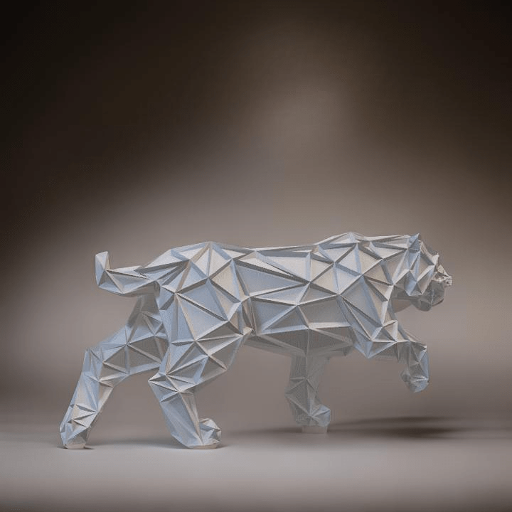 Geometric Tiger Figurine: A Modern Masterpiece - Celestial Crafts