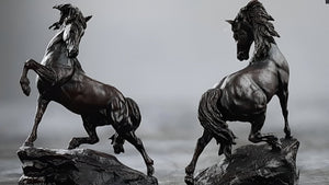 Black Horse Figurine - Elegant Tabletop Decor for Home & Office - Celestial Crafts