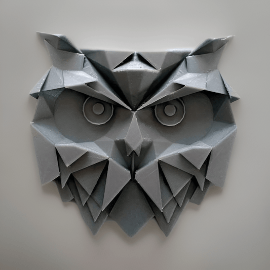 Geometric Owl Sculpture - Modern Art 3D Printed Decor - Celestial Crafts