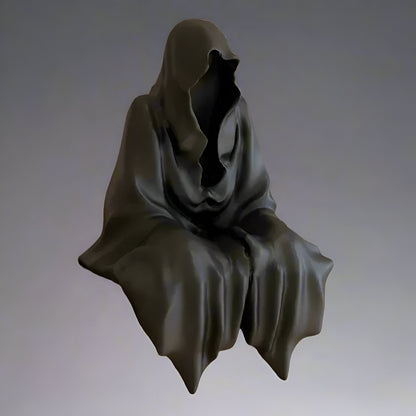 Sitting Ghost Lurking Spectre - Eerie Gothic and Halloween Decor - Celestial Crafts