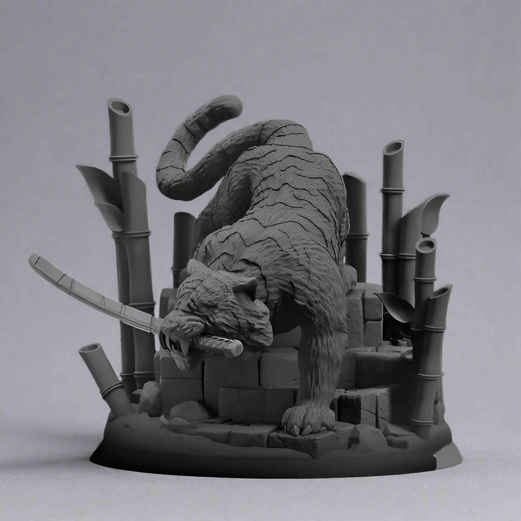 Fearless Tiger - Bold and Majestic Animal Sculpture - Celestial Crafts