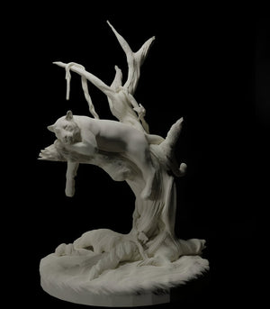 Majestic Leopard on Tree Statue - Wild Elegance for Home Decor - Celestial Crafts