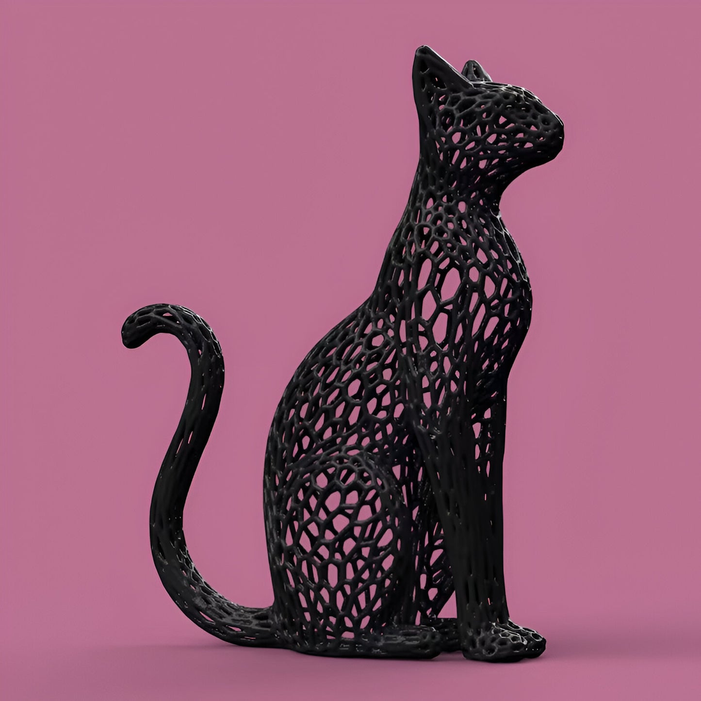 Cat in Voronoi Style - Modern Geometric Animal Sculpture - Celestial Crafts