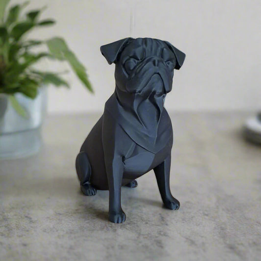 3D Printed Pug Sculpture – Modern Dog Decor