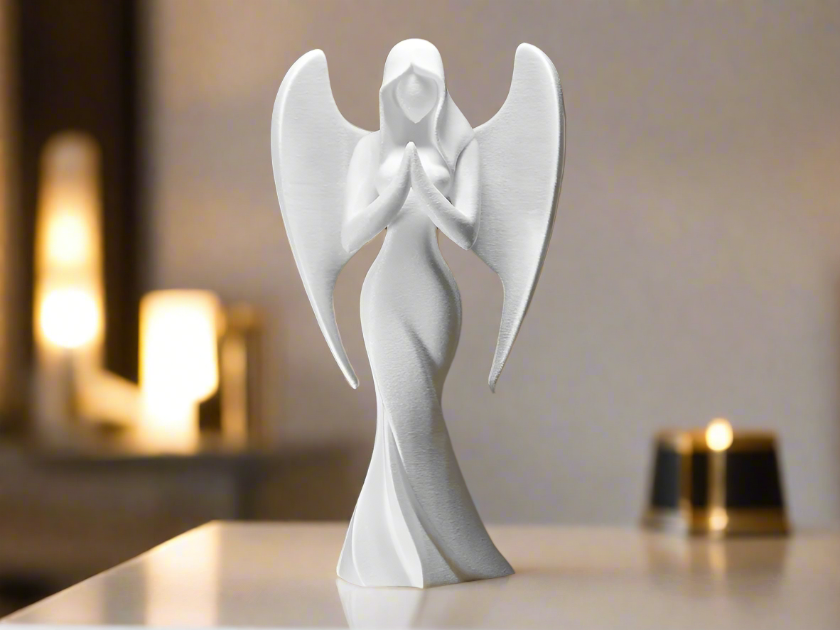 White angel figurine spiritual showpiece - divine home decor with serene posture