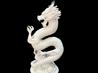 White dragon curved sculpture elegance prosperity Chinese art