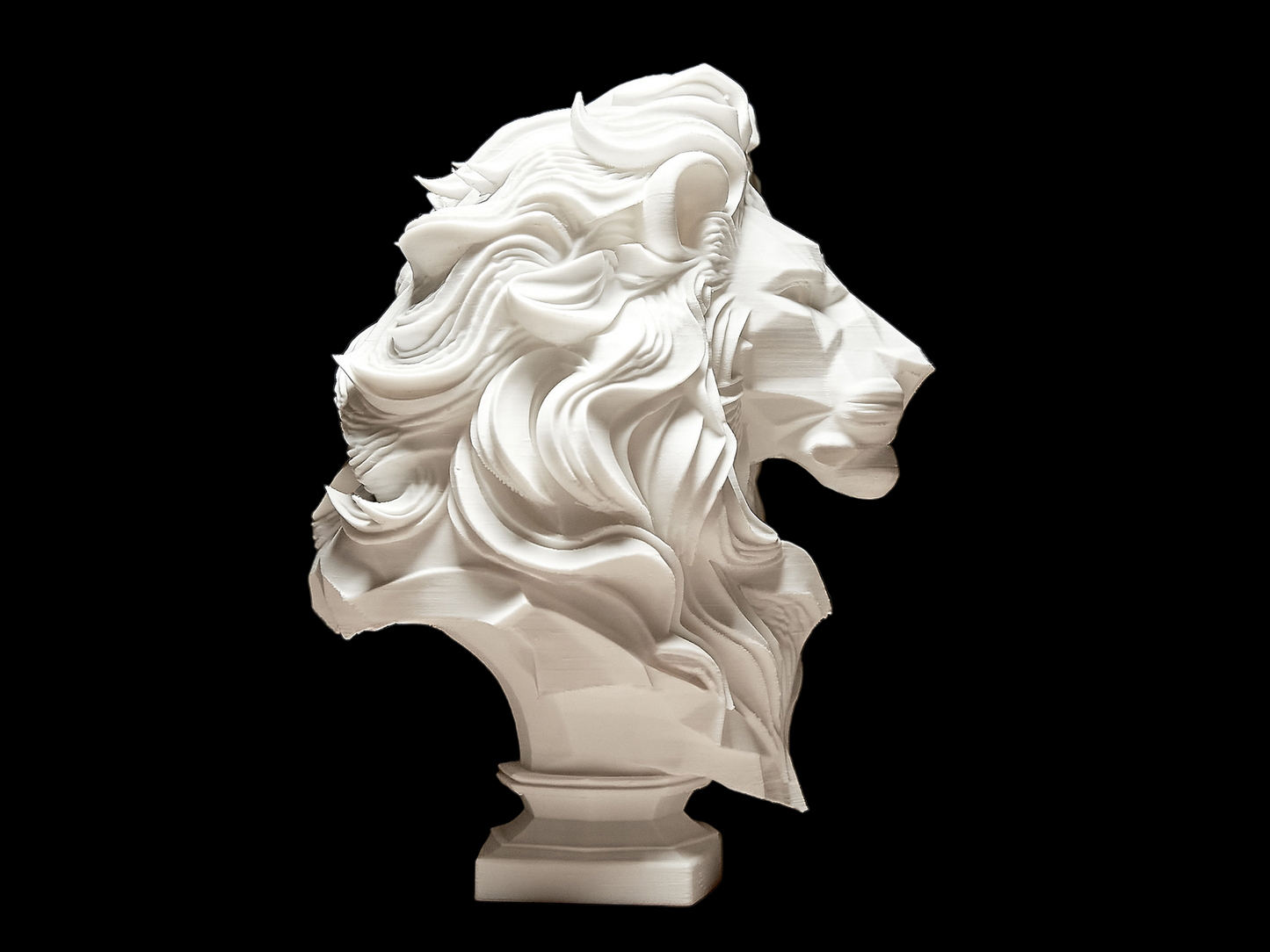 White marble lion head sculptural art - premium collectible resin figurine representing regal power and courage